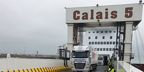 HGV disembarking an Irish Ferries Ferry